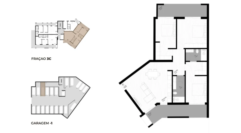 Apartamento T3 para Venda em Pedrouços Planta 1