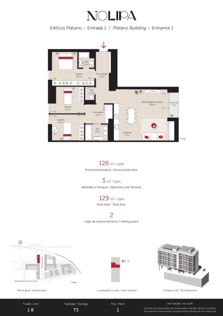 Apartamento T3 para Venda em Lumiar Planta 1