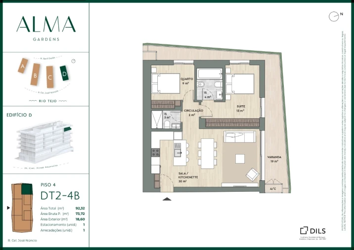 Apartamento T2 para Venda em Algés, Linda-A-Velha e Cruz Quebrada-Dafundo Planta 1
