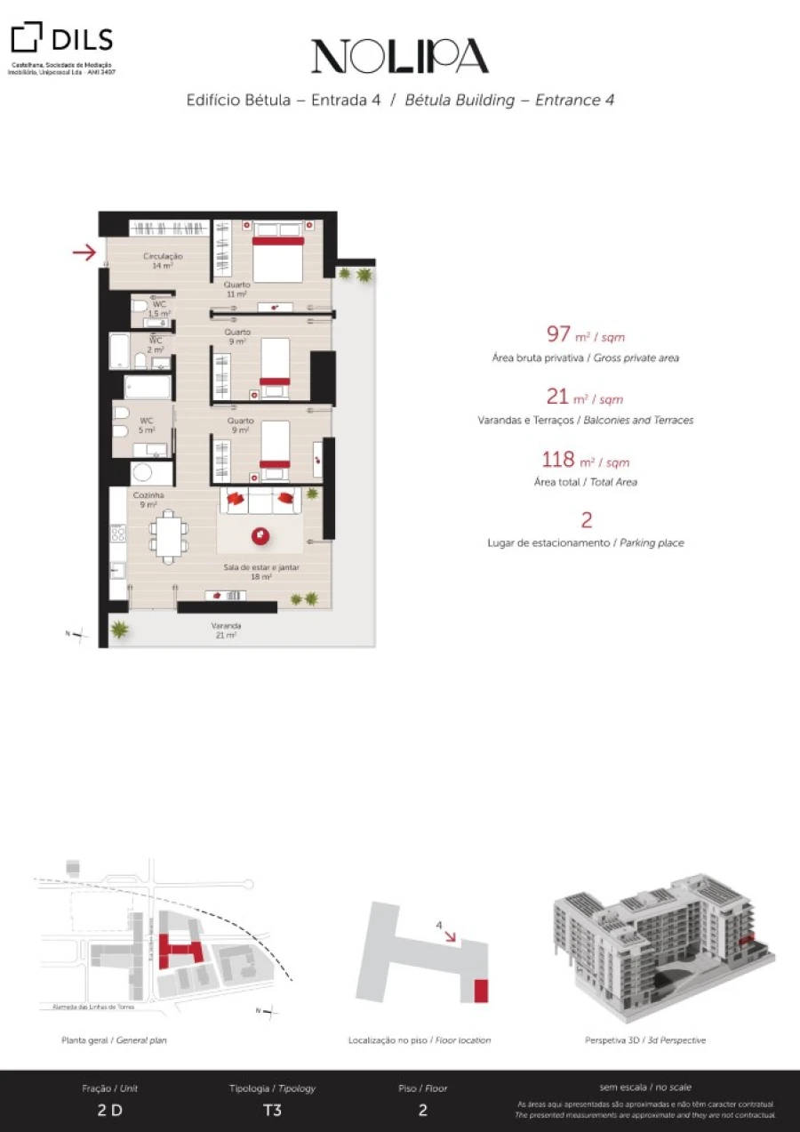 Apartamento T3 para Venda em Lumiar Planta 1