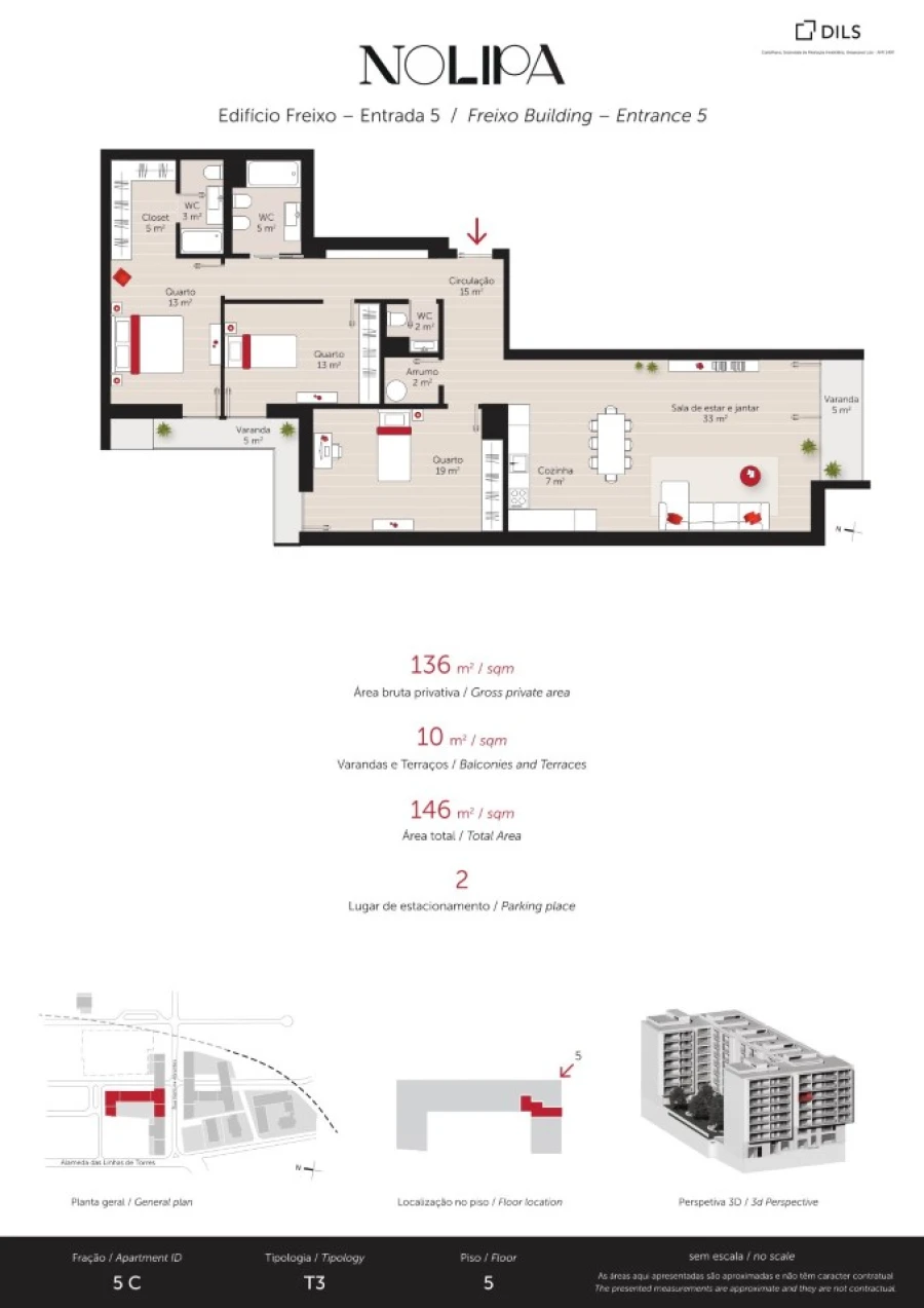 Apartamento T3 para Venda em Lumiar Planta 1
