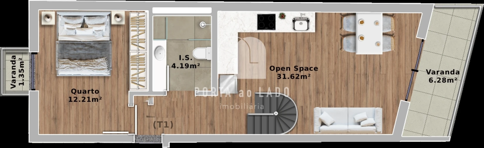 Apartamento T1 para Venda em Santa Marinha e São Pedro da Afurada Planta 1