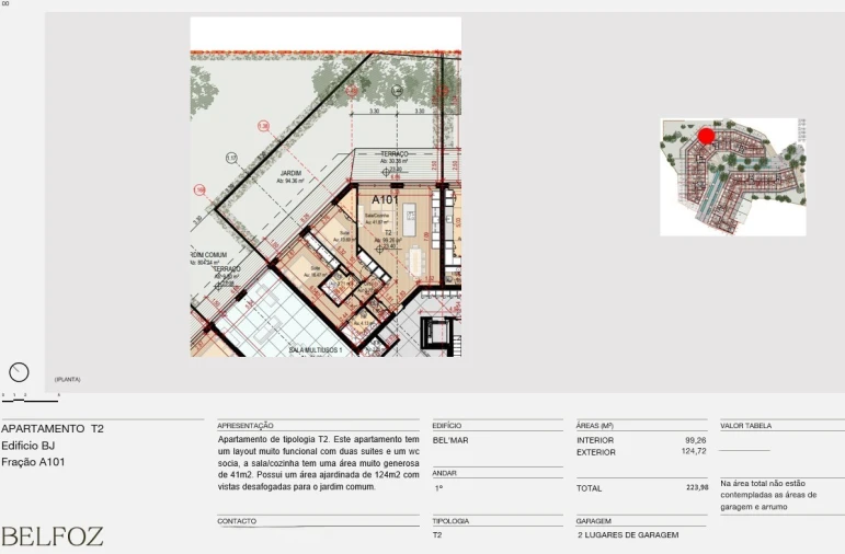 Apartamento T2 para Venda em Aldoar, Foz do Douro e Nevogilde Planta 1