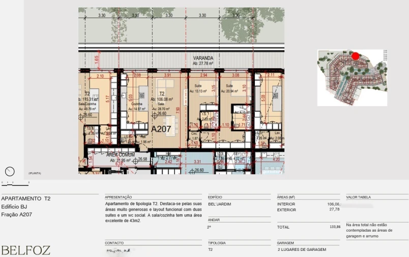 Apartamento T2 para Venda em Aldoar, Foz do Douro e Nevogilde Planta 1