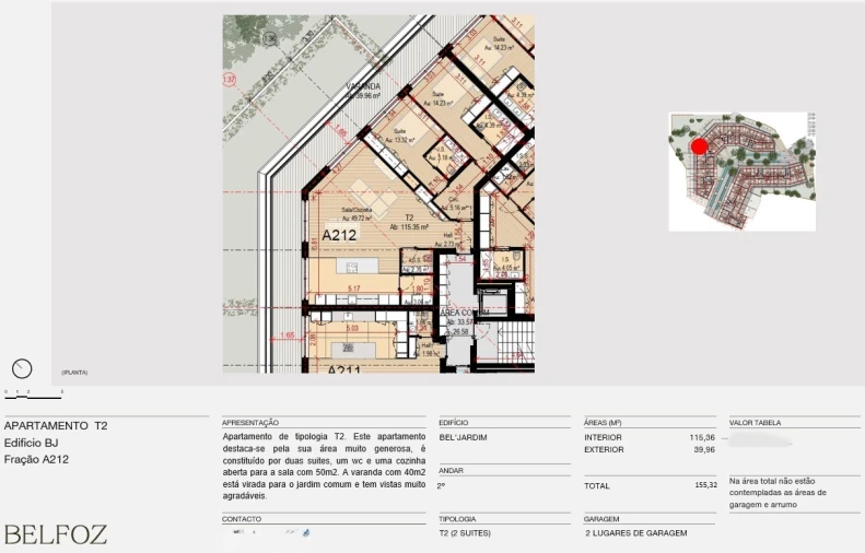 Apartamento T2 para Venda em Aldoar, Foz do Douro e Nevogilde Planta 1