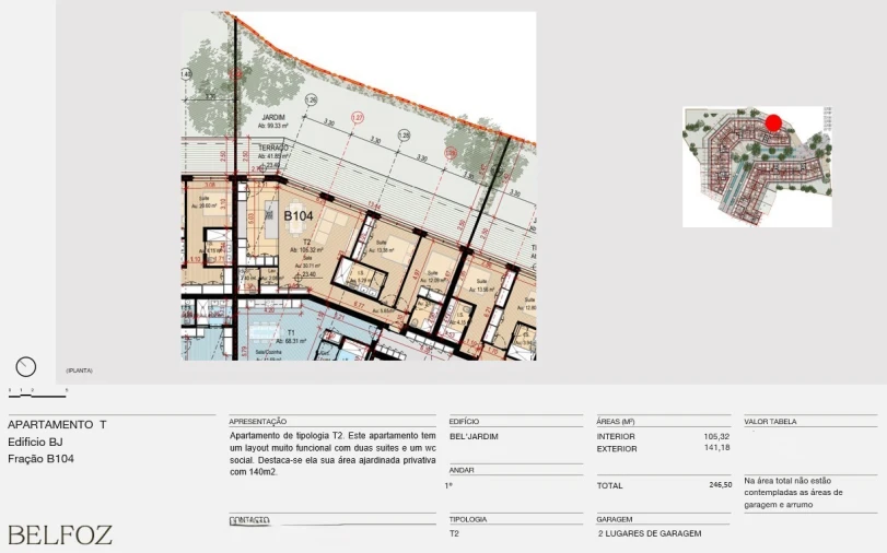Apartamento T2 para Venda em Aldoar, Foz do Douro e Nevogilde Planta 1
