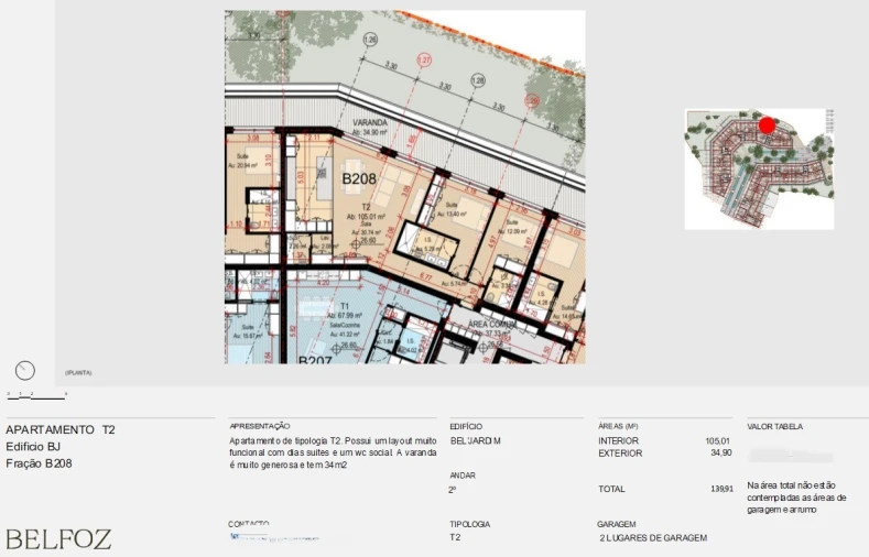 Apartamento T2 para Venda em Aldoar, Foz do Douro e Nevogilde Planta 1