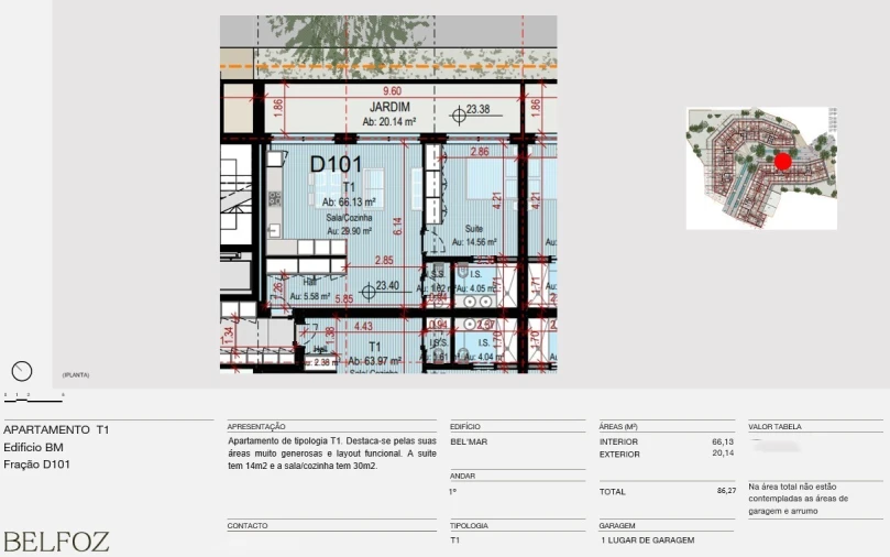 Apartamento T1 para Venda em Aldoar, Foz do Douro e Nevogilde Planta 1