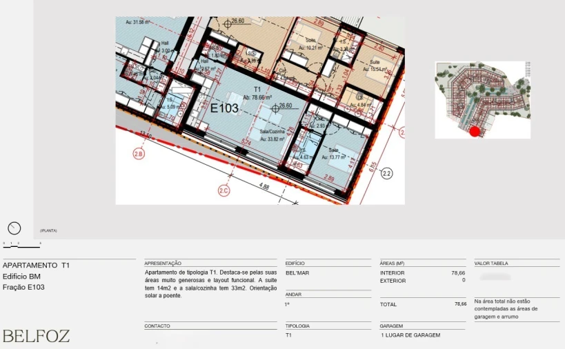 Apartamento T1 para Venda em Aldoar, Foz do Douro e Nevogilde Planta 1
