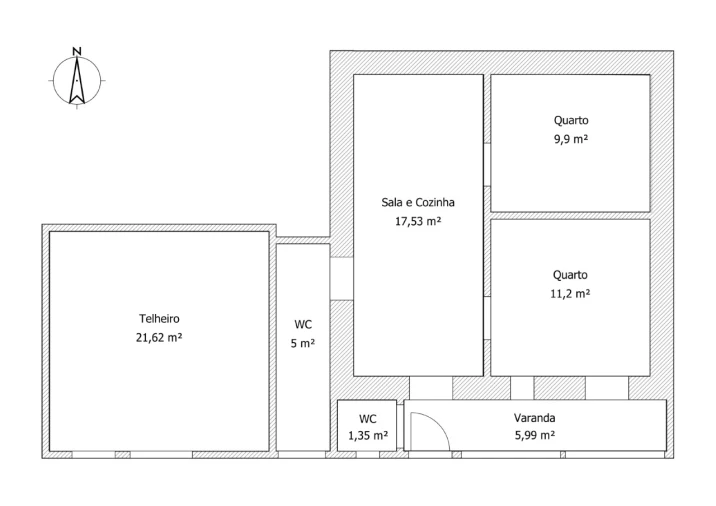 Moradia T2 para Venda em Carvoeira e Carmões Planta 1