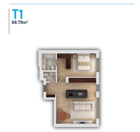 Apartamento T1 para Venda em Vila do Conde Planta 1