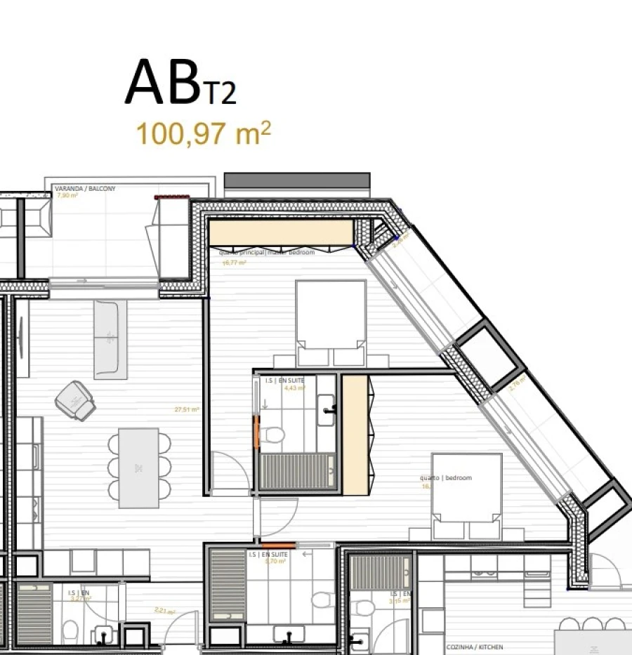 Apartamento T2 para Venda em Portimão Planta 1