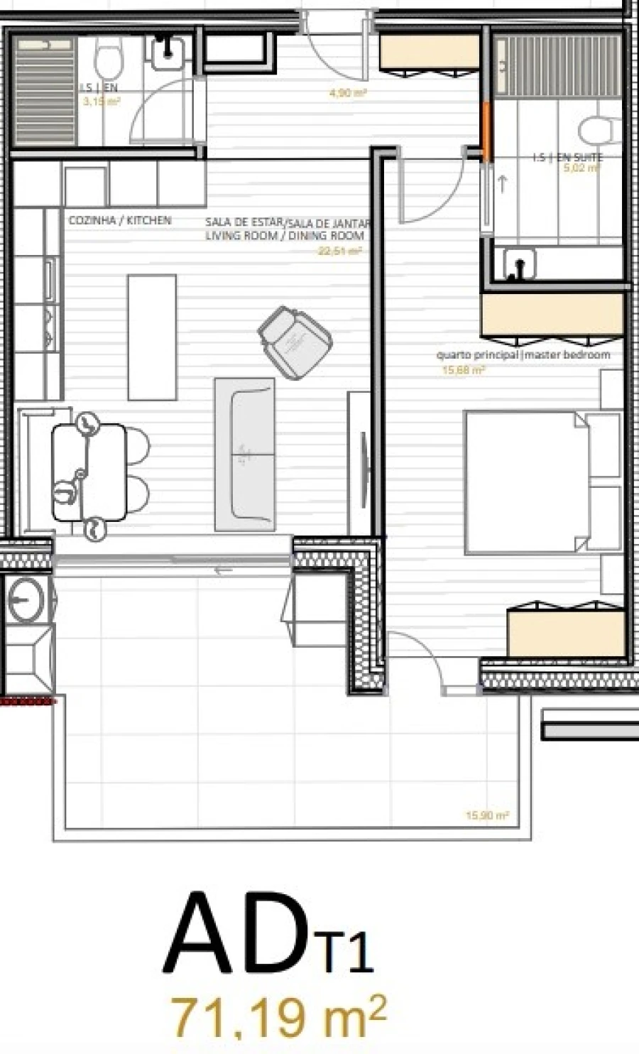 Apartamento T1 para Venda em Portimão Planta 1