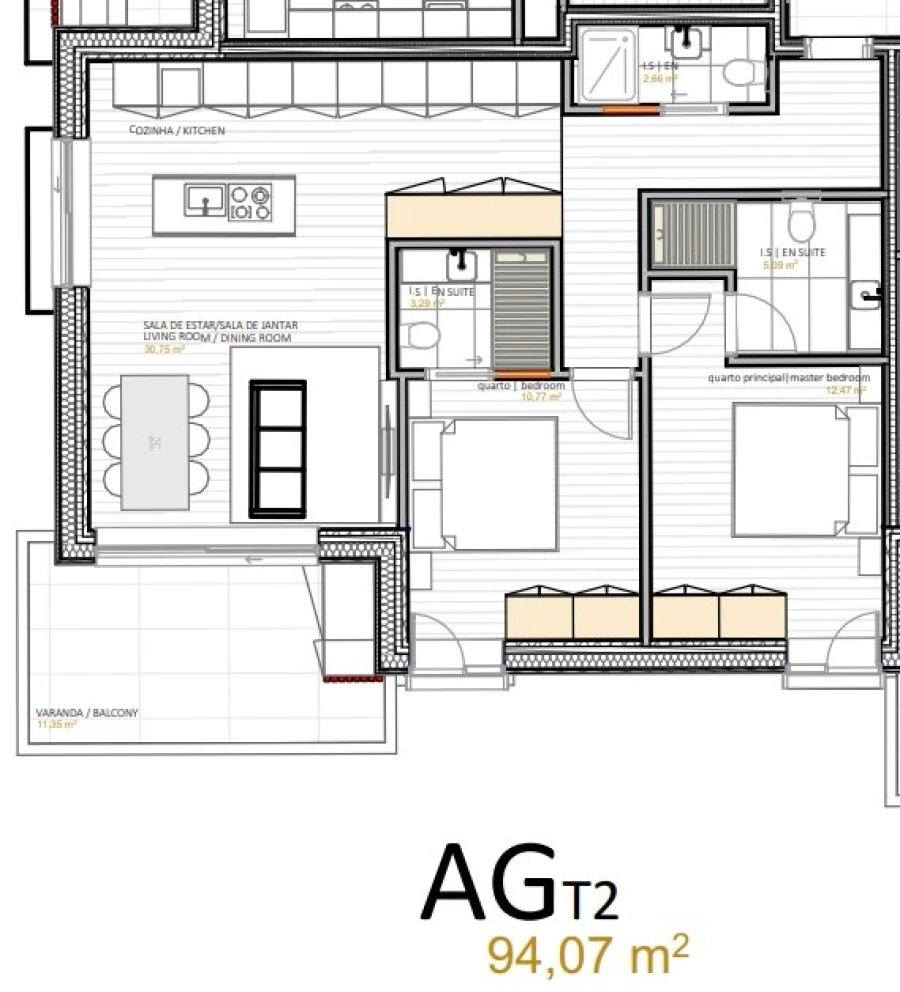Apartamento T2 para Venda em Portimão Planta 1