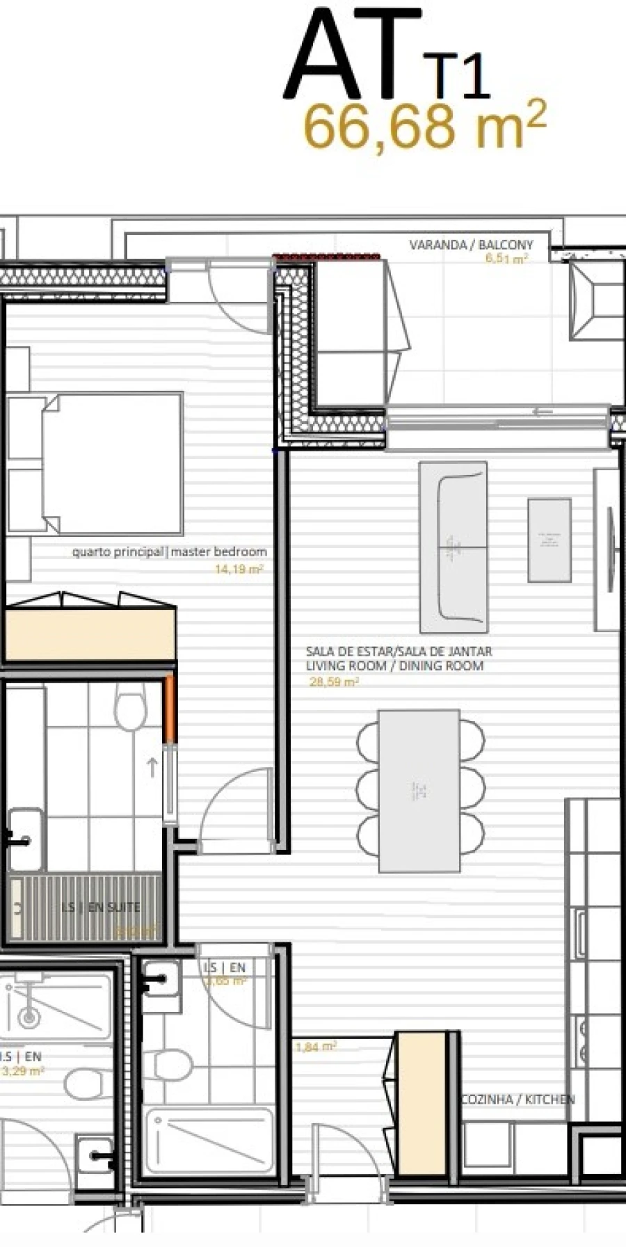 Apartamento T1 para Venda em Portimão Planta 1