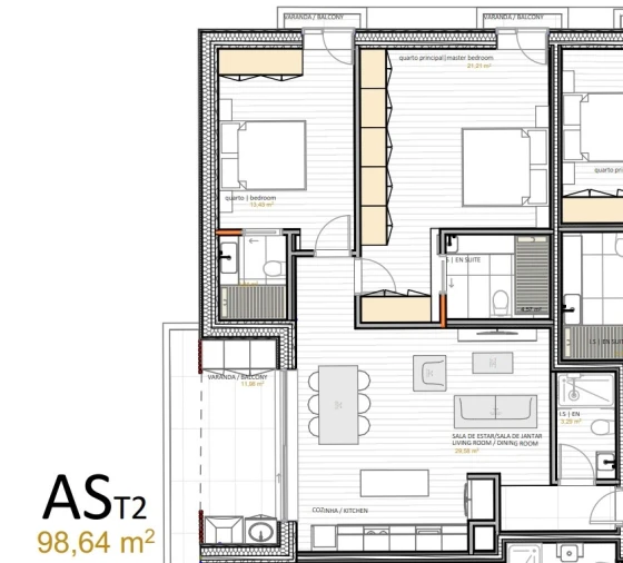 Apartamento T2 para Venda em Portimão Planta 1