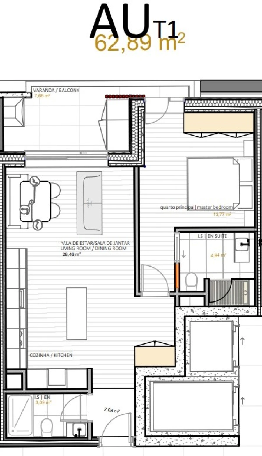 Apartamento T1 para Venda em Portimão Planta 1