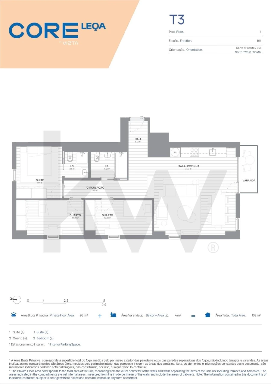 Apartamento T3 para Venda em Matosinhos e Leça da Palmeira Planta 1