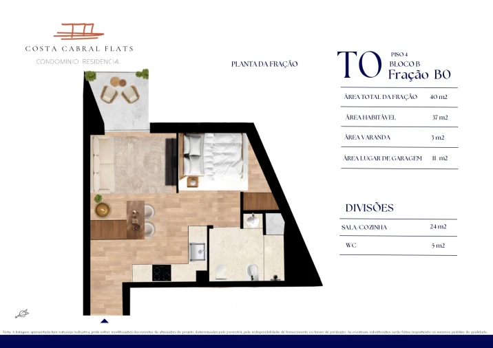 Apartamento T0 para Venda em Paranhos Planta 1