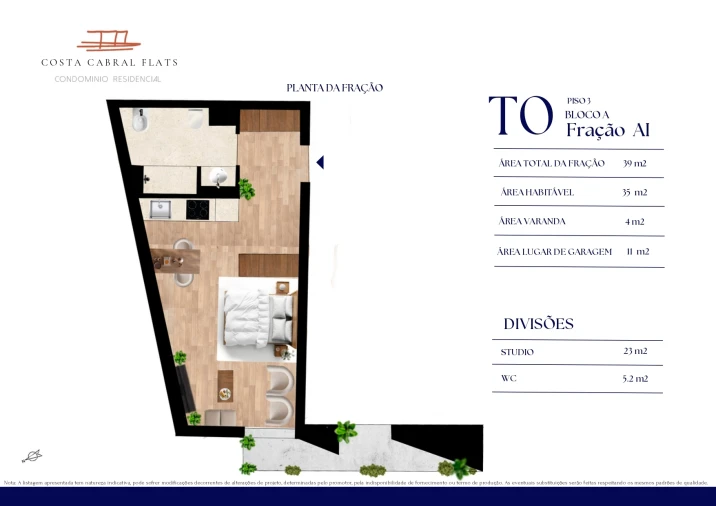 Apartamento T0 para Venda em Paranhos Planta 1
