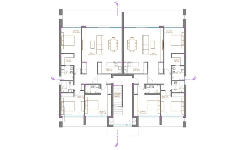 Apartamento T3 para Venda em Vau Planta 1