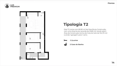 Apartamento T2 para Venda em Pedrouços