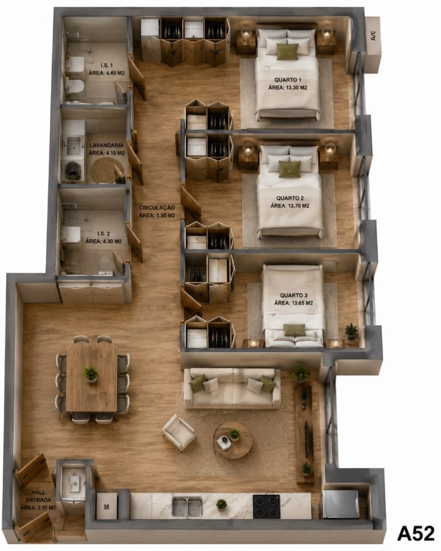 Apartamento T3 para Venda em Oliveira do Douro Planta 1