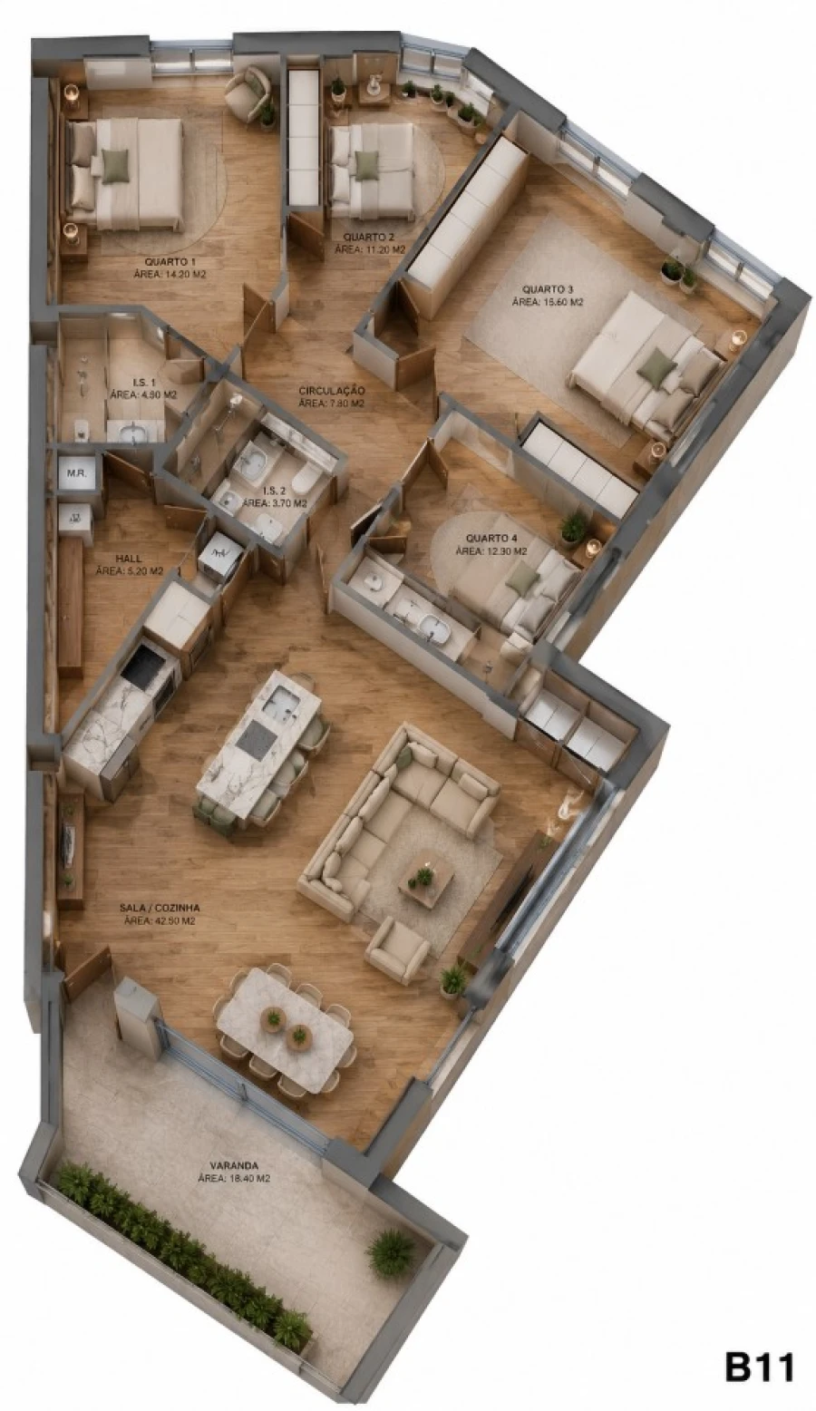Apartamento T3 para Venda em Oliveira do Douro Planta 1