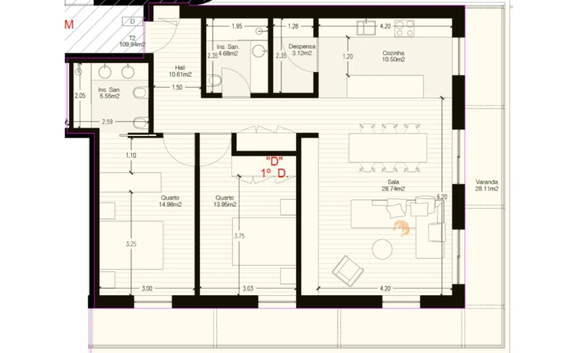 Apartamento T2 para Venda em Real, Ataíde e Oliveira Planta 1