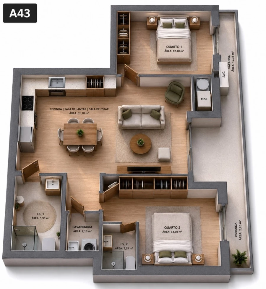 Apartamento T2 para Venda em Oliveira do Douro Planta 1