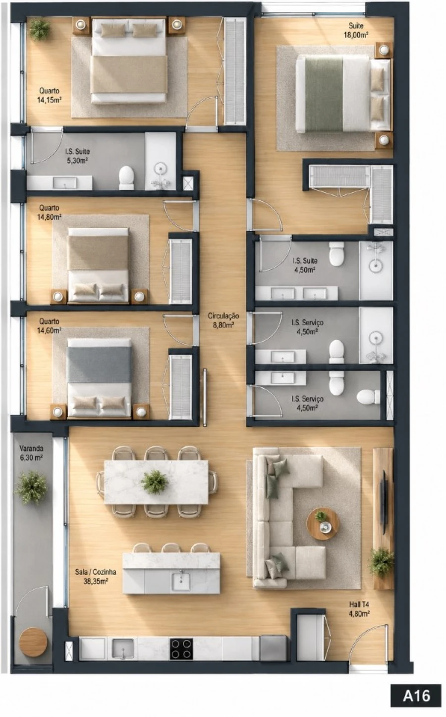 Apartamento T4 para Venda em Fânzeres e São Pedro da Cova Planta 1
