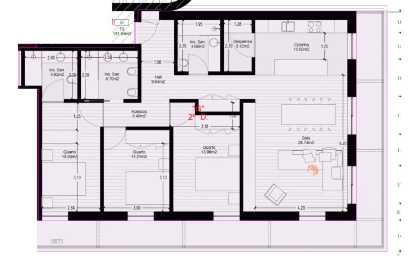 Apartamento T3 para Venda em Real, Ataíde e Oliveira Planta 1
