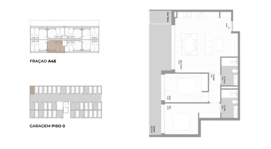Apartamento T2 para Venda em Fânzeres e São Pedro da Cova Planta 1