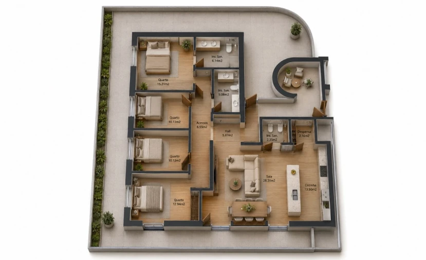 Apartamento T4 para Venda em Real, Ataíde e Oliveira Planta 1