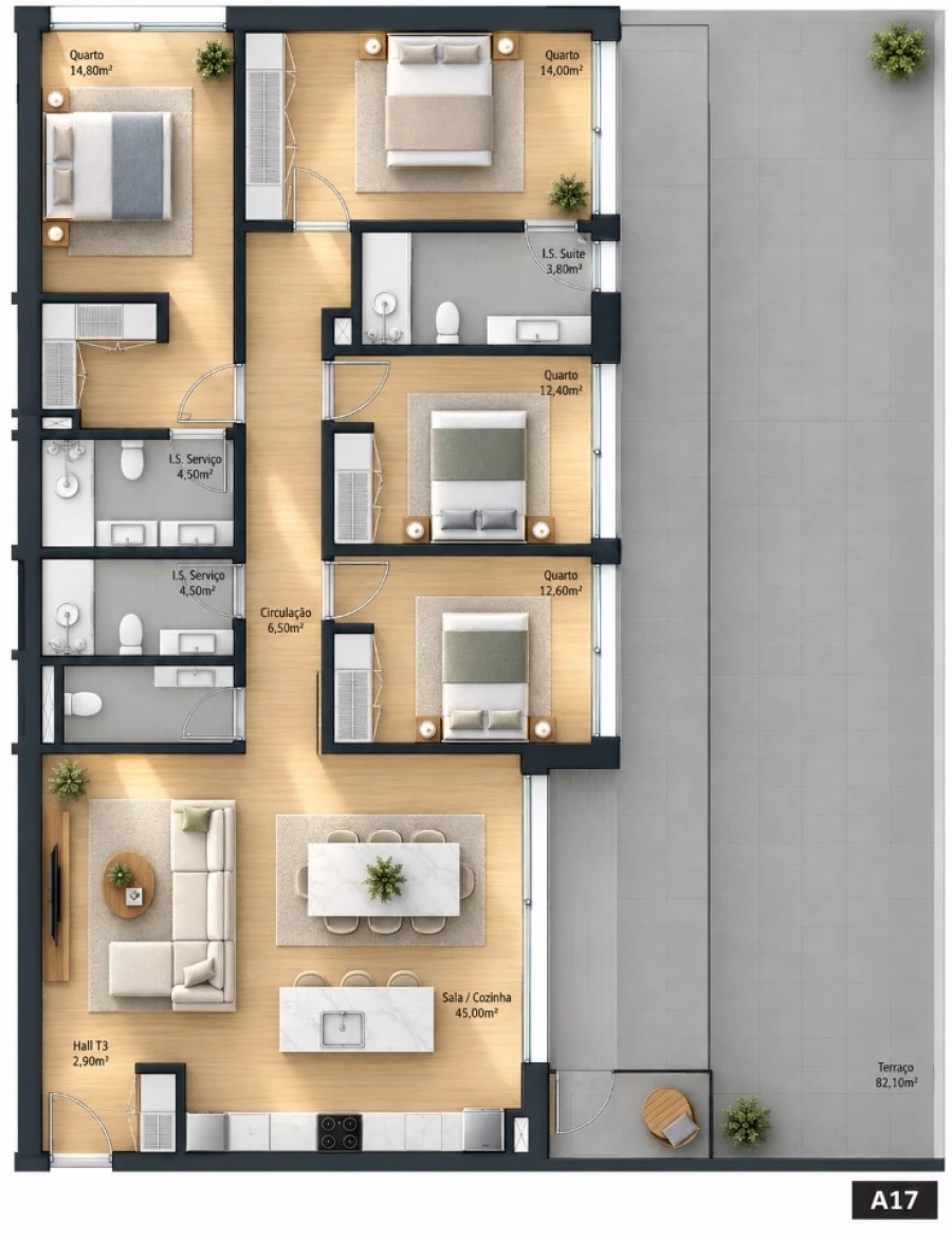 Apartamento T4 para Venda em Fânzeres e São Pedro da Cova Planta 1