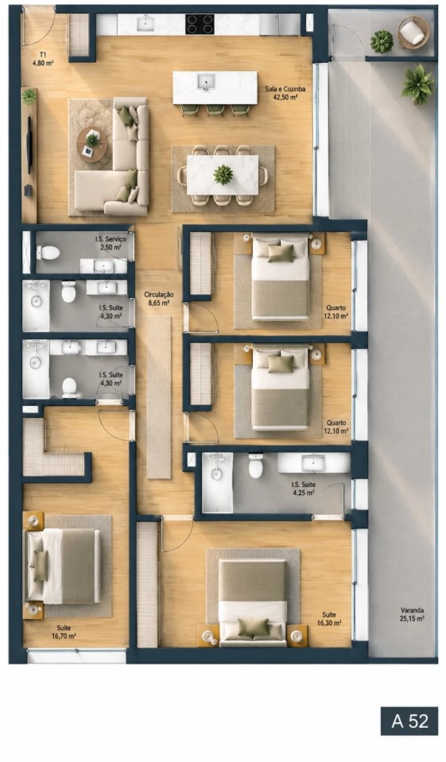 Apartamento T4 para Venda em Fânzeres e São Pedro da Cova Planta 1