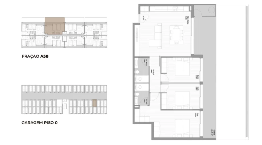 Apartamento T3 para Venda em Fânzeres e São Pedro da Cova Planta 1