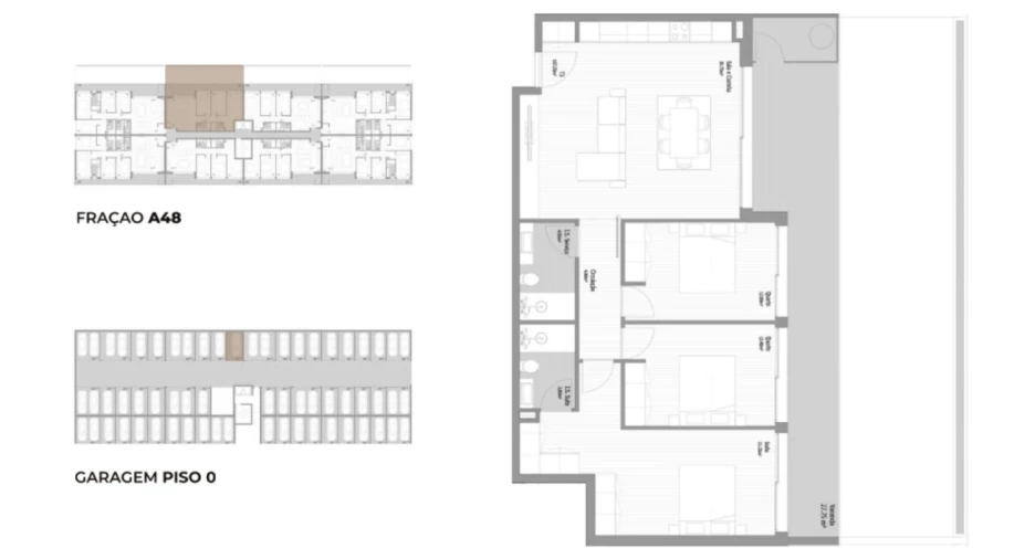 Apartamento T3 para Venda em Fânzeres e São Pedro da Cova Planta 1