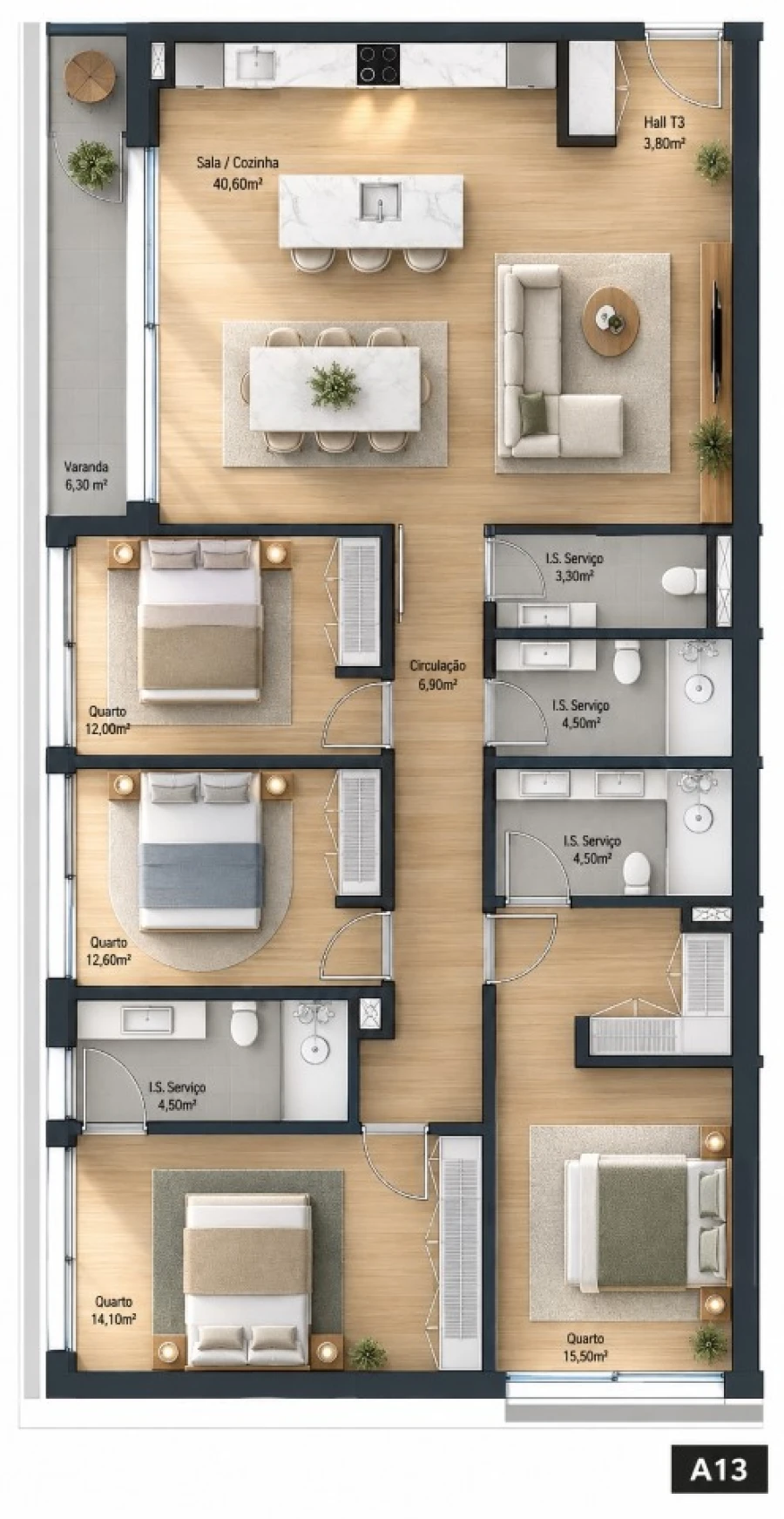 Apartamento T4 para Venda em Fânzeres e São Pedro da Cova Planta 1