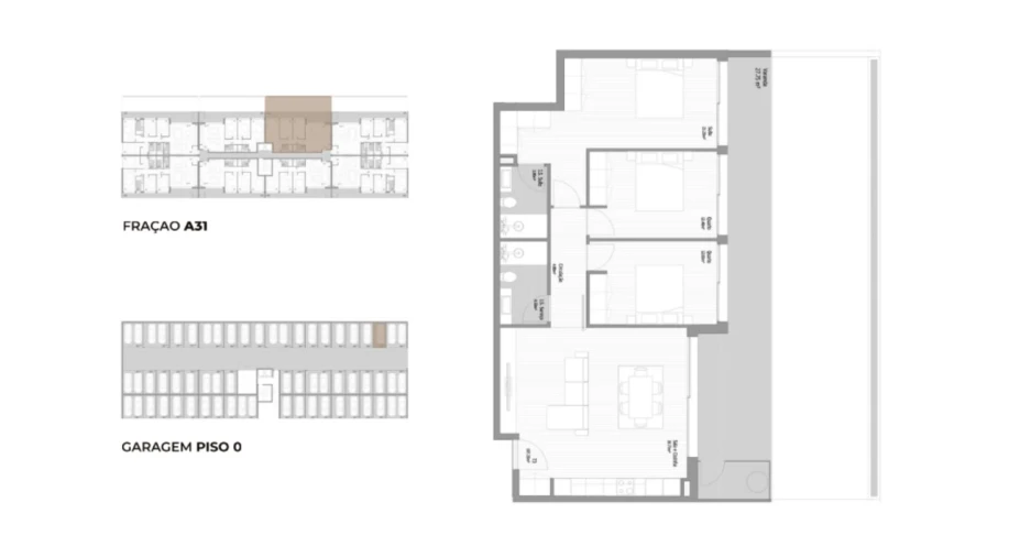 Apartamento T3 para Venda em Fânzeres e São Pedro da Cova Planta 1