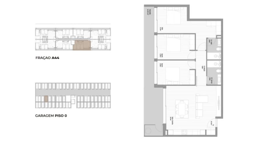 Apartamento T3 para Venda em Fânzeres e São Pedro da Cova Planta 1