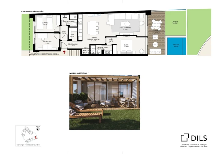Apartamento T2 para Venda em Porto Covo Planta 1