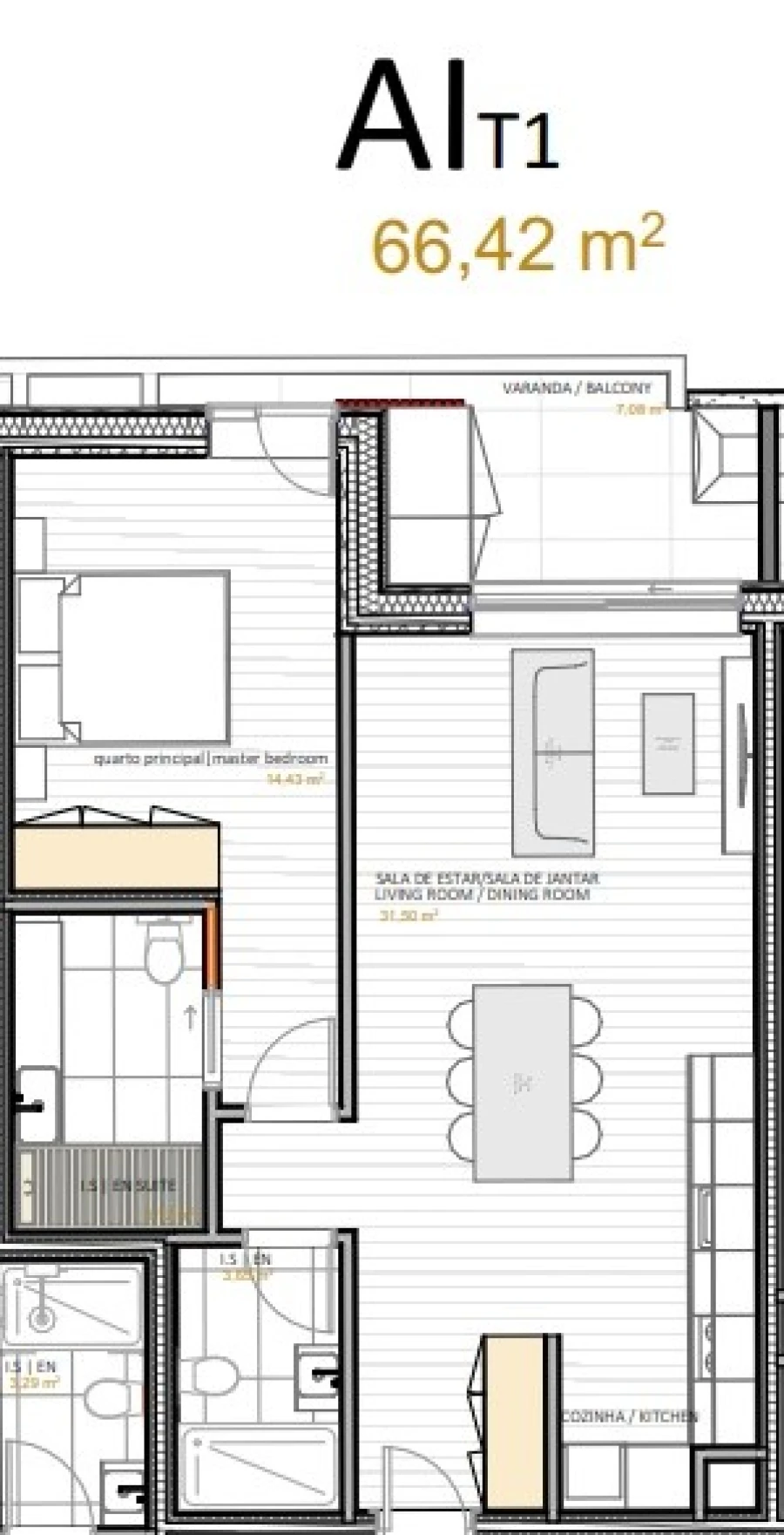 Apartamento T1 para Venda em Portimão Planta 1