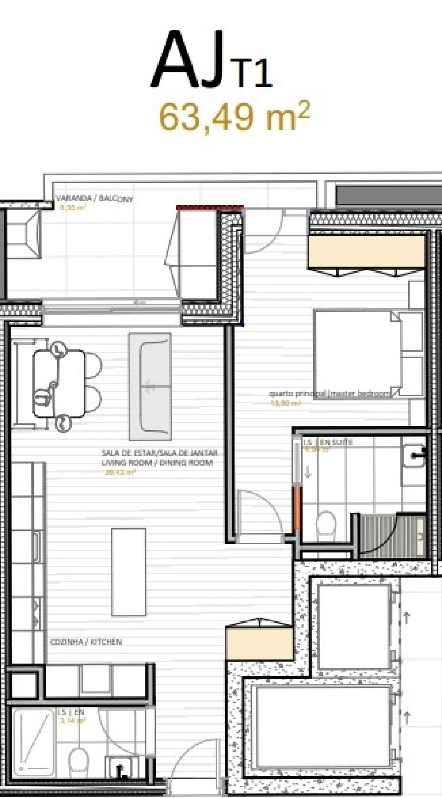 Apartamento T1 para Venda em Portimão Planta 1