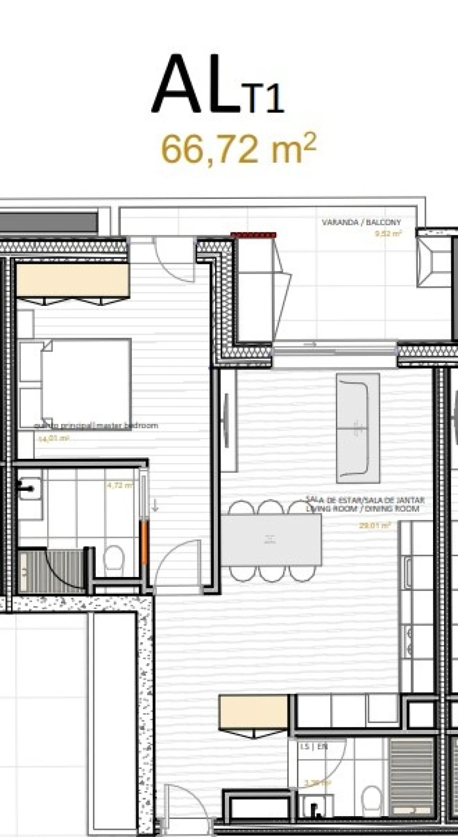 Apartamento T1 para Venda em Portimão Planta 1