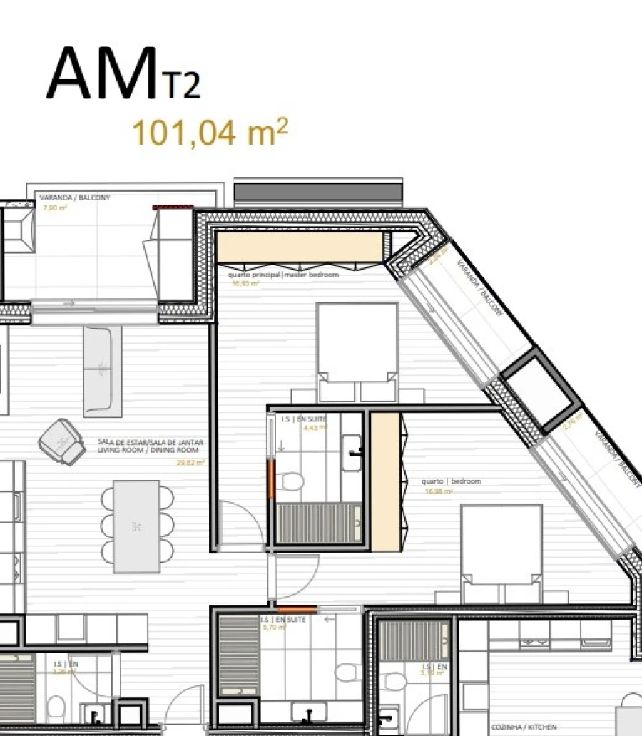 Apartamento T2 para Venda em Portimão Planta 1