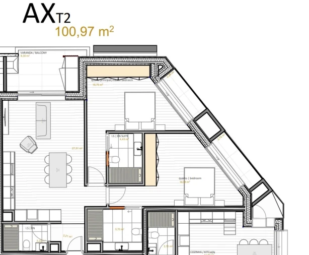 Apartamento T2 para Venda em Portimão Planta 1