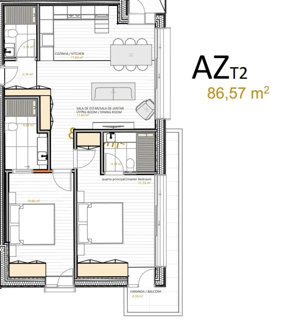 Apartamento T2 para Venda em Portimão Planta 1