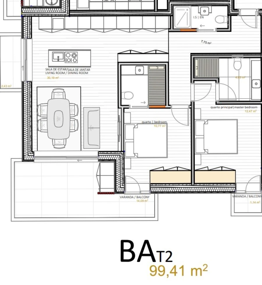 Apartamento T2 para Venda em Portimão Planta 1