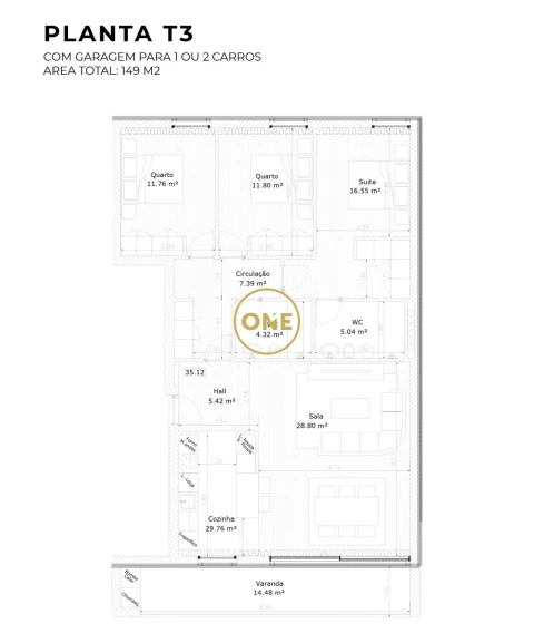 Apartamento T3 para Venda em São João Baptista